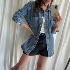 NWOT Denim Button-Down Shacket Shirt | Medium